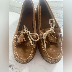 Lucky Brand brown suede slip on moccasins house shoes fall moccasins 9